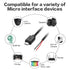 YAODHAOD Micro USB Male 2 Pin Bare Wire, 5V 3A Pigtail Power Cable for USB Equipment (5PCS)
