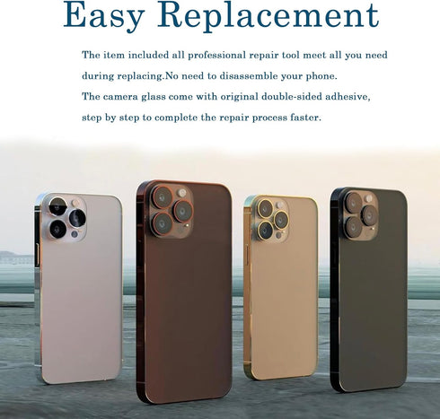 3 Pcs Camera Lens Glass Replacement for iPhone 13 Pro Max, Back Rear Camera Lens Replacement Kit with Repair Tool Set
