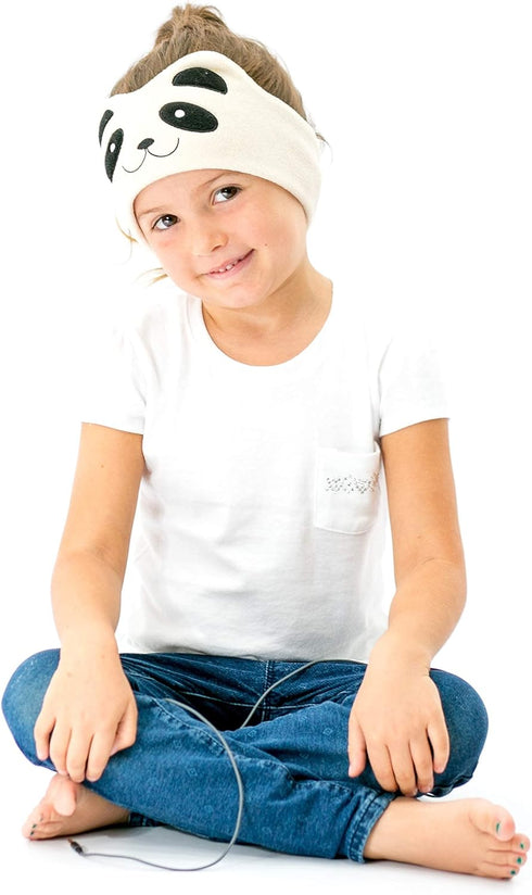 CozyPhones Ivory Panda Over Ear Headband Headphones - Kids Volume Limited, Thin Speakers & Soft Fleece Design.