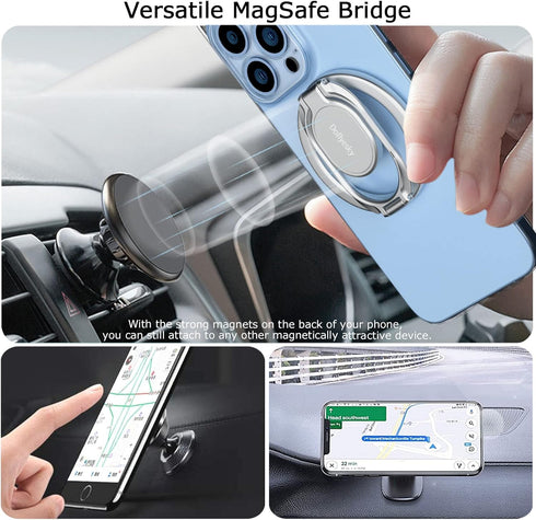 Magnetic Phone Grip Holder Kickstand, Adjustable Finger Ring Grip, Compatible with PopSockets MagSafe Ring