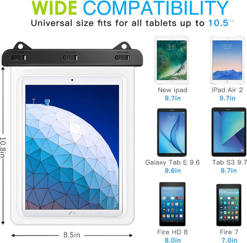 MoKo Waterproof Tablet Case, Dry Bag Compatible with iPad 10th, Pro 11 2022, Air 5/4/3/2, Up to 12" Tablets