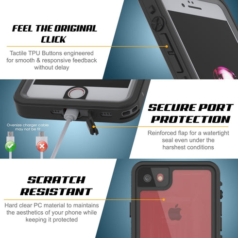 Punkcase Waterproof Case for iPhone 7, Extreme Series Slim Fit, IP68 Certified, Shockproof Armor Cover with Built-in