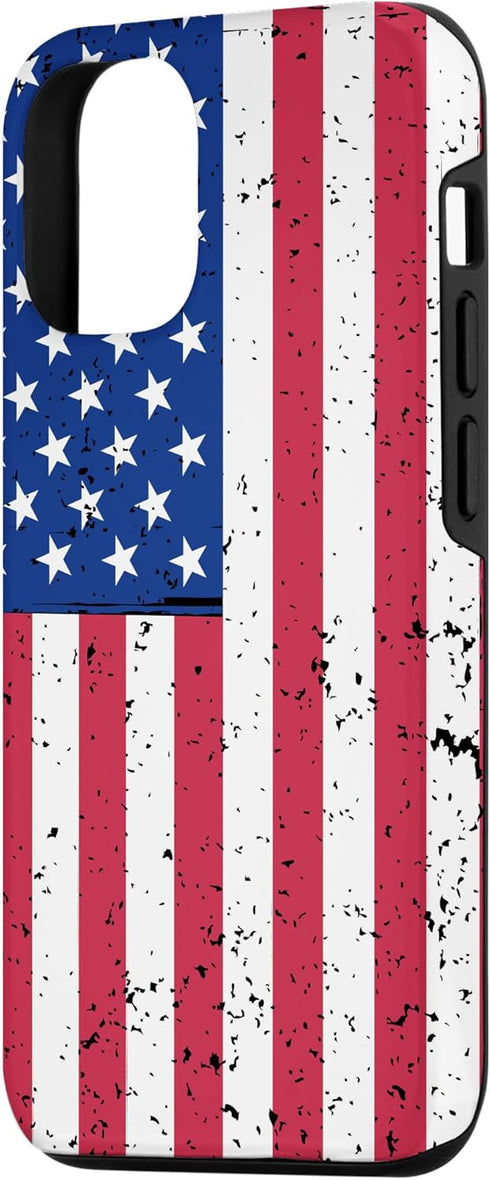 iPhone 12/12 Pro US Flag Vintage Phone Case Red White and Blue American Flag Case