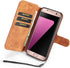 UEEBAI PU Leather Case for Samsung Galaxy S7 Edge, Vintage Retro Wallet Flip Cover, Brown