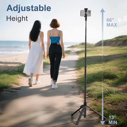 SEAJIC 66" Automatic Phone Tripod Stand with Remote, Cell Phone Tripod for iPhone Video Recording & Live Streaming