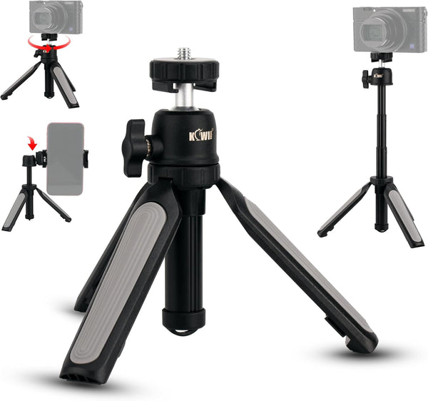KIWIFOTOS 3 Levels Extension Tripod with 360° Ball Head Selfie Stick for Sony RX100VII, DJI OSMO Pocket, GoPro, Insta