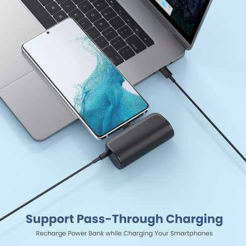 Mini Portable Charger 5200mAh, PD Fast Charging USB C Power Bank, Portable Phone Charger for Android, Compatible with