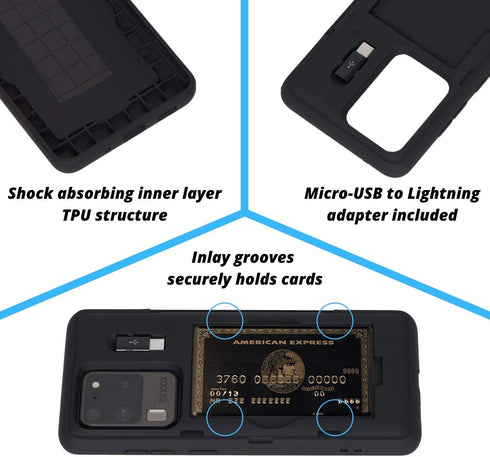 TORU CX PRO Case for Galaxy S20 Ultra, Slim Protective Cover with Card Holder, Hidden Credit Cards Wallet Flip Slot