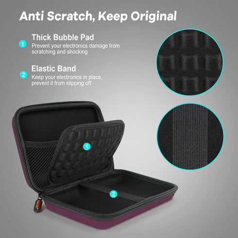GLCON Hard Storage Case for Electronics Organizer, Deep Purple Tech Pouch for Hard Drive, Charger, Portable