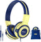 SIMOLIO On-Ear Kids Headphones, Foldable & Durable, 75dB-94dB Volume Limit, Microphone, AUX Jack, Yellow.