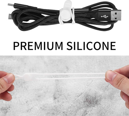 25 Pcs Reusable Silicone Cable Ties, Wire Organizer for Fastening Earphone Phone Charger Home Office Desk Kitchen