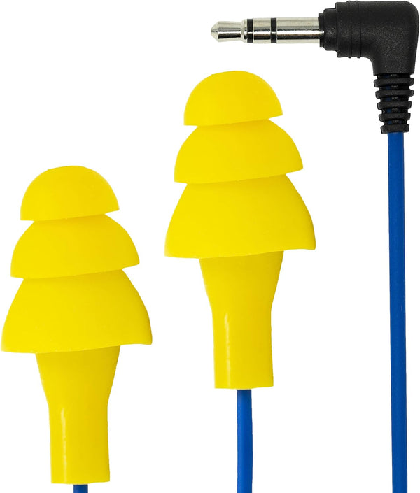 Plugfones Basic Earplug-Earbud Hybrid - Noise Reducing Earphones - Yellow