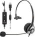 Wantek Corded USB Headsets Mono with Noise Cancelling Mic and in-line Controls,