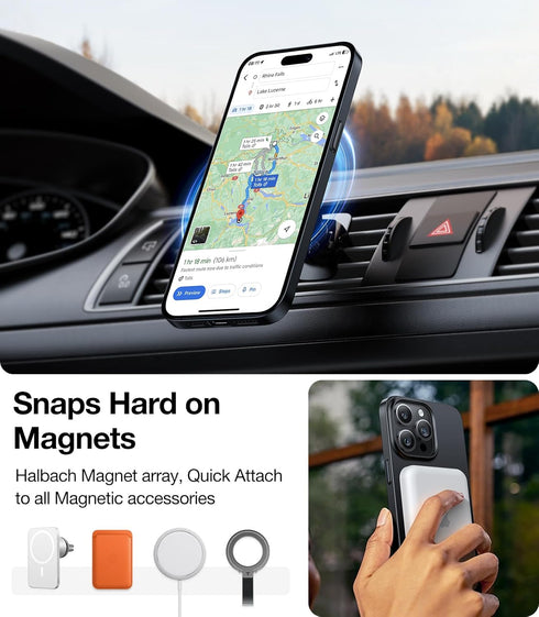 TORRAS Ultra-Thin Magnetic Slim-Fit Case for iPhone 15 Pro Max, Lightweight Anti-Scratch Matte Hard Case 6.7 inch, Black