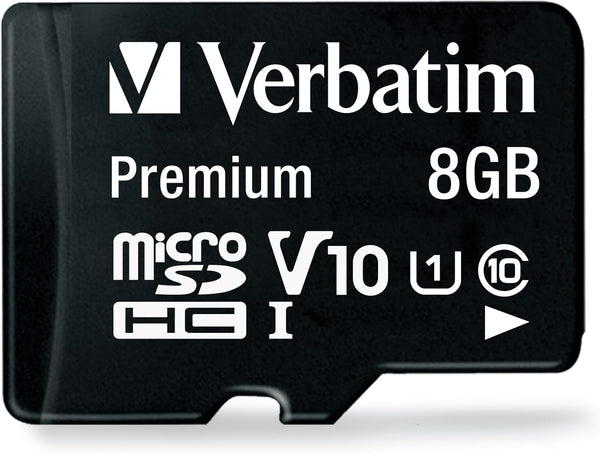 Verbatim 8GB Premium microSDHC Memory Card with Adapter UHS-I V10 Class 10 Supports