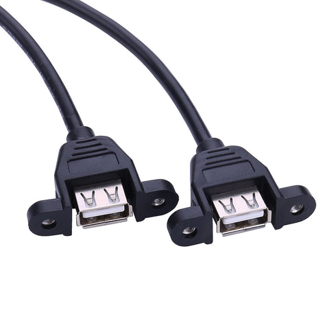 iGreely USB Extension Cable 2Pack, 1Ft/30cm USB 2.0 Panel-Mount Type A Male to Type A Female Cable
