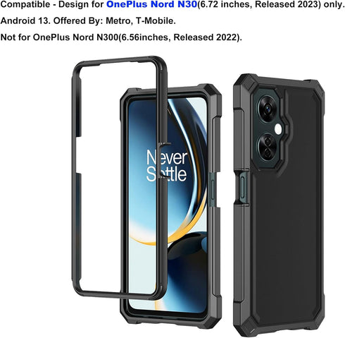 Ailiber for OnePlus Nord N30 Phone Case, One Plus N30 5G Case with Screen Protector Tempered Glass, 2 Layer Structure Protection, Shockproof Corner TPU Bumper, Slim Silicone Cover for Plus 1 N30-Black