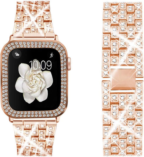 Compatible Apple Watch Ultra Band 49mm 46mm 45mm 41mm 38mm 40mm 42mm 44mm with 2 Pack Bling Case Cover