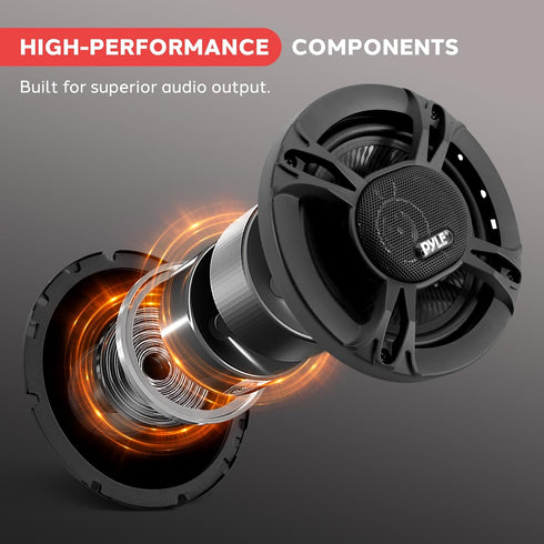 Pyle 3-Way Universal Car Stereo Speakers, 300W 6.5” Triaxial Loud Pro Audio, OEM Quick Replacement, Pair, Black