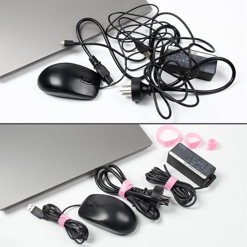 110PCS Adjustable Reusable Cable Ties, 8 1/2" Multi-purpose Hook Loop for Home, Office, Data Centers, Pink