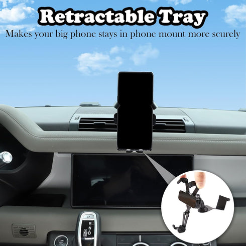PIUGILH Phone Cradle for Land Rover Defender 90 110 130 (2020-2023) Aluminum Alloy Dashboard Mobile Phone Holder