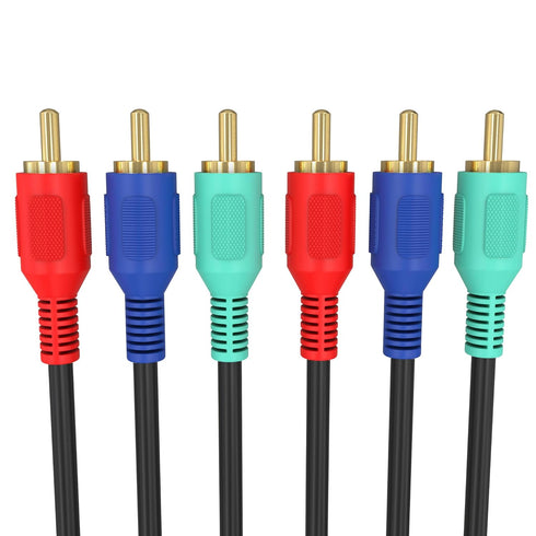 Cmple 3 RCA Cable 12ft - Male to Male RGB Component Audio Video A/V Cable for HDTV, Home Theater - Black