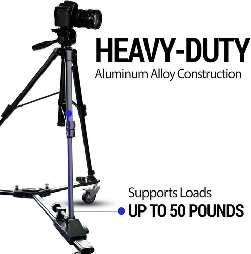 Vidpro PD-1 Professional Tripod Dolly, Heavy Duty with Adjustable Leg Mount, Locking Wheels, Carrying Case