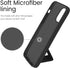LAUDTEC Silicone Kickstand Case for iPhone 12/12 Pro, Flexible Soft Liquid Silicone Cover with Metal Hand Strap (Black)