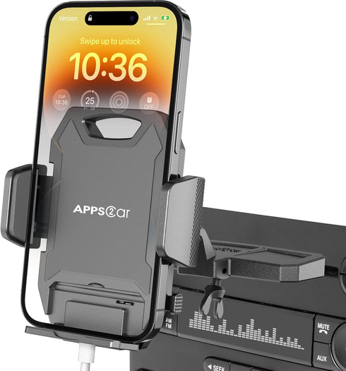 APPS2Car Sturdy CD Slot Phone Mount with One Hand Operation Design, Hands-Free Car Phone Holder, Universally Compatible