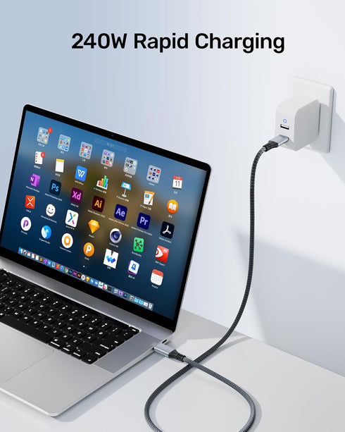 USB4 Cable for Thunderbolt 4 Cable 3.3FT with 240W Fast Charging 40Gbps Data Transfer 8K@60Hz Video Display USB-C to USB C Cord for MacBook Pro, iPad, iPhone 15, Dock, Hub, SSD