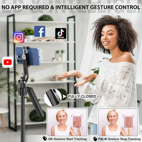 360 Auto Face Tracking Tripod Rotation with Stand,Android and iPhone Tripod Holder with Remote and Gesture Control, No