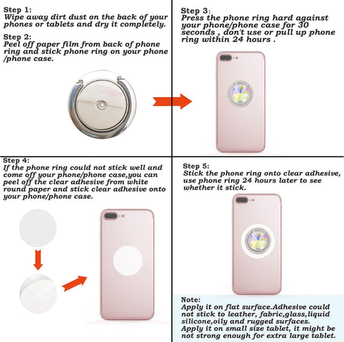 Glitter Bling Bling Phone Ring Holder - Rhinestone Cell Finger Ring Grip, Sparkle Stand for Phones, Pad (Silver)