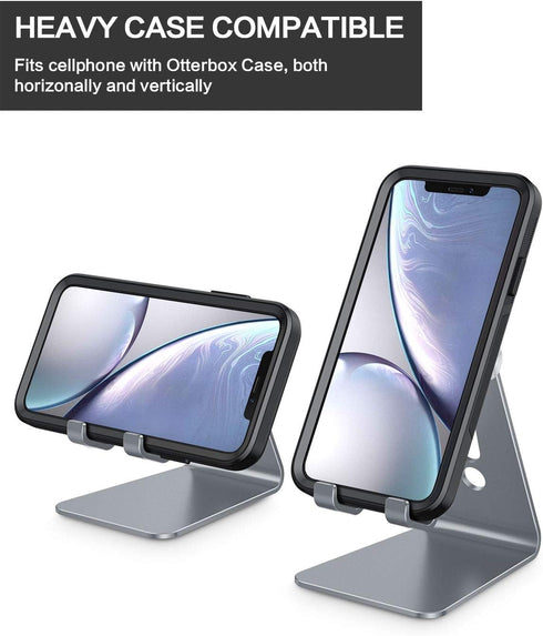 OMOTON C2 15 14 13 8 7 6, Adjustable Cell Phone Stand, Aluminum Desktop Phone Holder Dock Compatible with iPhone Xs XR