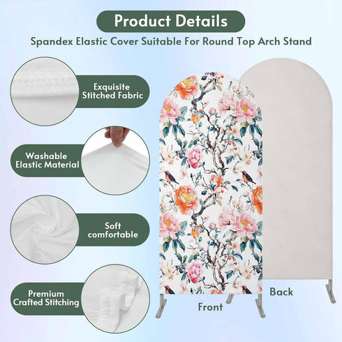 Jnbasdffb 6.6 Floral Blossom Wedding Arch Cover,Stretchy Spandex Arch Backdrop Stand Covers FT,Farmhouse Oil Painting