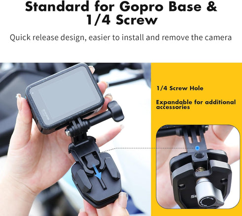 SEASKY M1 Motorcycle Windscreen Clamp Mount for GoPro Hero 12 11 10 9 8 7, DJI Action Cameras