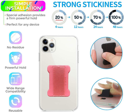 WUOJI 2Pack Universal Phone Grip for Smartphones - Phone Holder for Hand for Back of Phone - Wireless Charging
