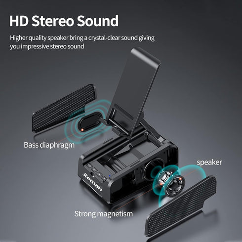 JTEMAN Phone Stand Wireless Bluetooth Speaker, Portable Kitchen Gadgets Phone Stand, Gifts for Women and Men