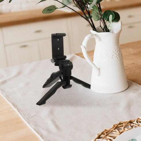 Uonlytech Portable Phone Tripod Stand Adjustable Height Lightweight Tabletop Mobile Phone Holder for Video Calls