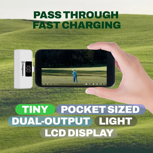 Portable Power Bank with Built-in Lightning Connector, 5,000 mAh, LCD Screen, Fast Charging for iPhone 14 & Older