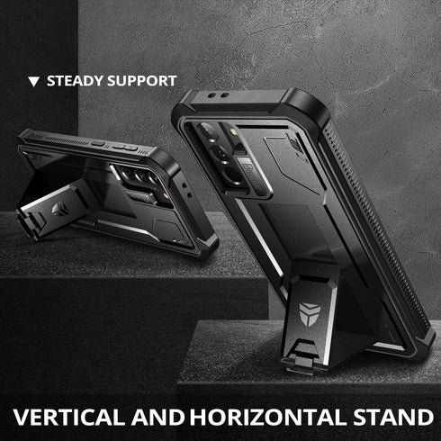 Dexnor for Samsung Galaxy S21+ Case, Heavy Duty Military Grade Protection with Built-in Screen Protector, Black