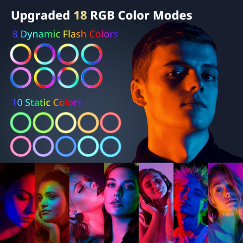 UBeesize 12” RGB Selfie Ring Light with 62” Extendable Tripod Stand & Remote, LED Light for Video Recording/Makeup