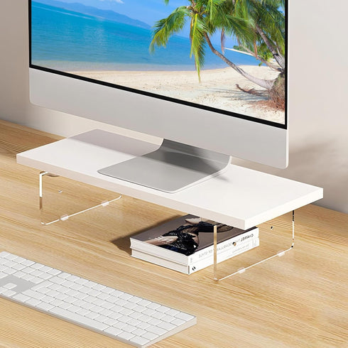 SRTFINE Anti-slip Monitor Stand Riser 2.16/3.34 Inch 2 Height Adjustments Clear Acrylic Stand