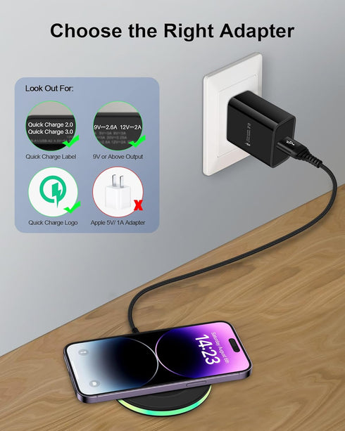 2 Pack 15W Wireless Charging Pad for Google Pixel 8/8 Pro, QI Wireless Charger Station for Android, Samsung Galaxy,