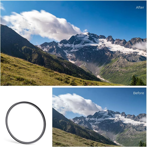 K&F Concept 46mm MC UV Protection Filter - Ultra-Slim 24-Layer Multi-Coated Waterproof UV Filter for Camera Lens