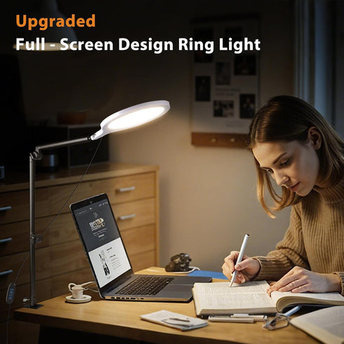 GSYXERGILES 10" 360Rotate Desk Ring Light, LED Ring Light for Desk with Clamp, & Flexible Height Full-Screen Overhead