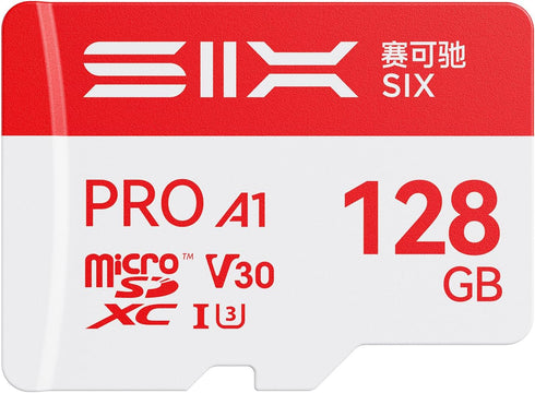SIX M100 128GB Micro SD Card Read Up to 100MB/s - A1, U3,