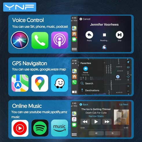 YNF Wireless Carplay/Android Auto 2-in-1 Adapter, Plug and Play Mini Version for iPhone and Android Phones of iOS