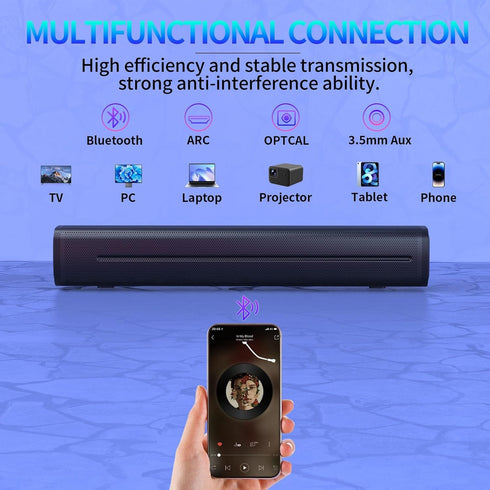 Jierben 50W Sound Bar for Smart TV, Sound Bar, Bluetooth Soundbar for TV, Surround Sound Speakers