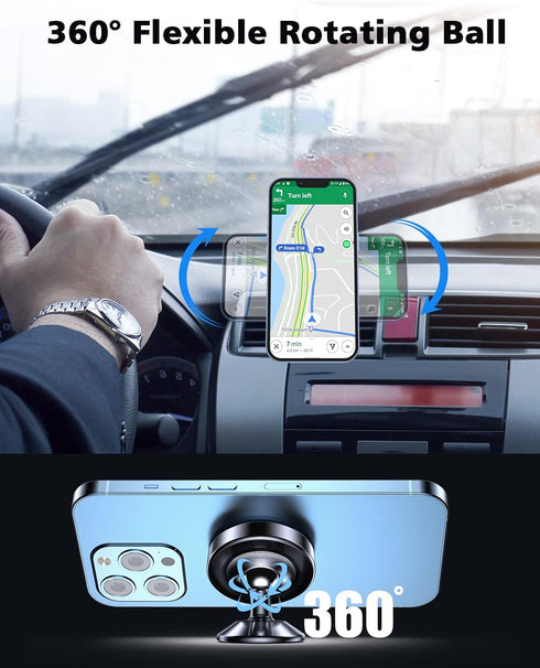 2 Pack Magnetic Phone Holder, Super Magnetic Car Phone Holder, 360 Degree Rotating Dashboard Holder for Smartphones
