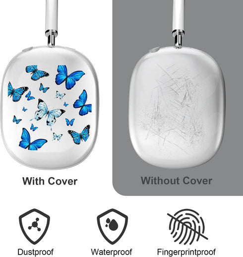 Compatible with AirPod Max Case Cover,Cute Unique Butterfly Cartoon Pattern Design Headphone Case,Clear TPU Skin Case Anti-Scratch Shockproof Protective for Airpod Max Case